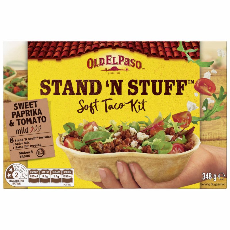 [CLEARANCE Expiry Date: 28/10/2026] Old El Paso Stand 'N Stuff Soft Taco Kit Mexican Style 348g