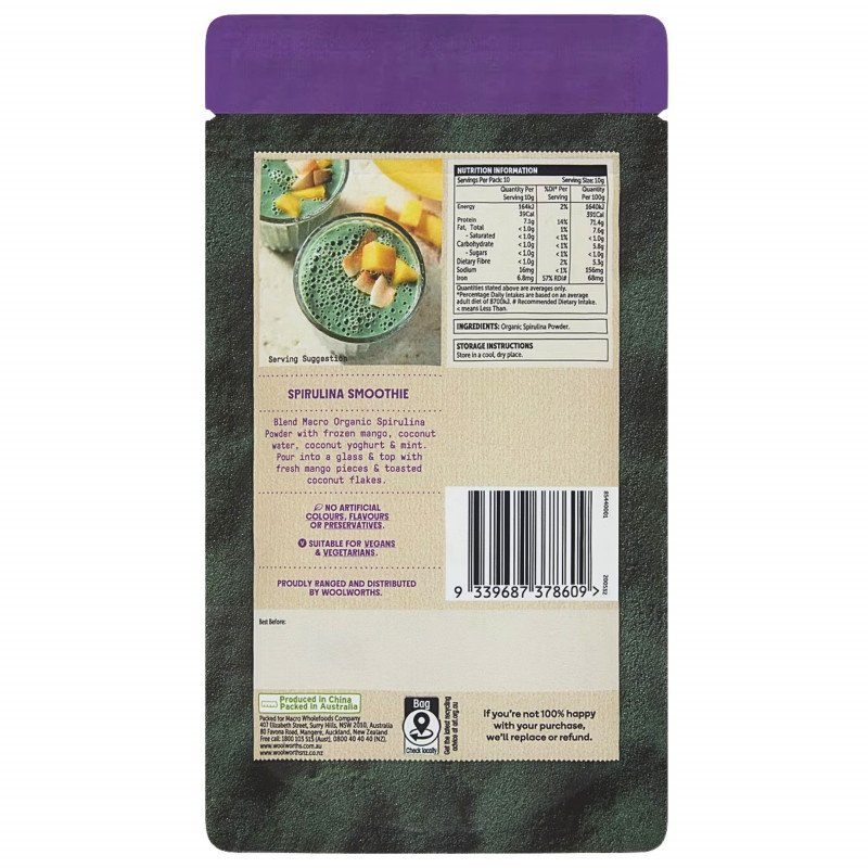 [Expiry Date: 11/06/2027] Woolworths Macro Organic Spirulina Powder 100g | Oz Mart