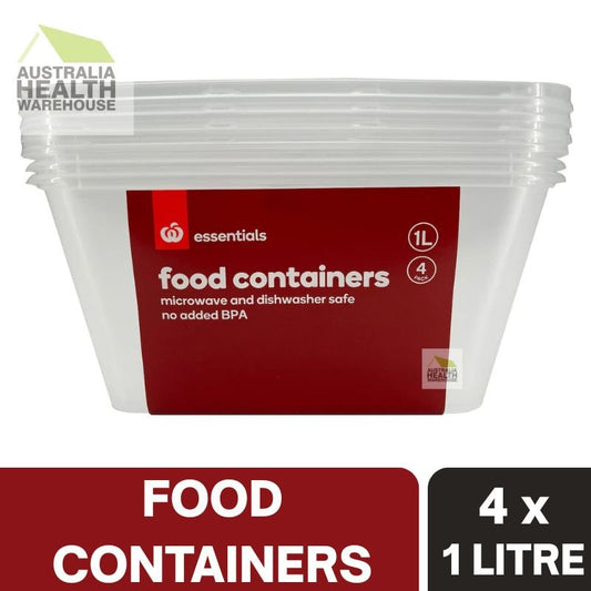 Woolworths Essentials Food Containers 1 Litre 4 pack