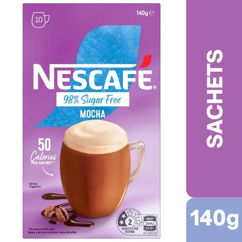 [Expiry Date: 03/2027] Nescafe 98% Sugar Free Mocha Coffee Sachets 10 Pack