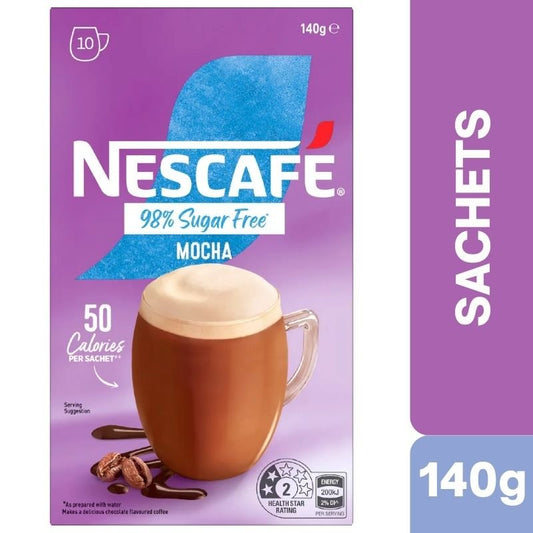 [Expiry Date: 07/2027] Nescafe 98% Sugar Free Mocha Coffee Sachets 10 Pack