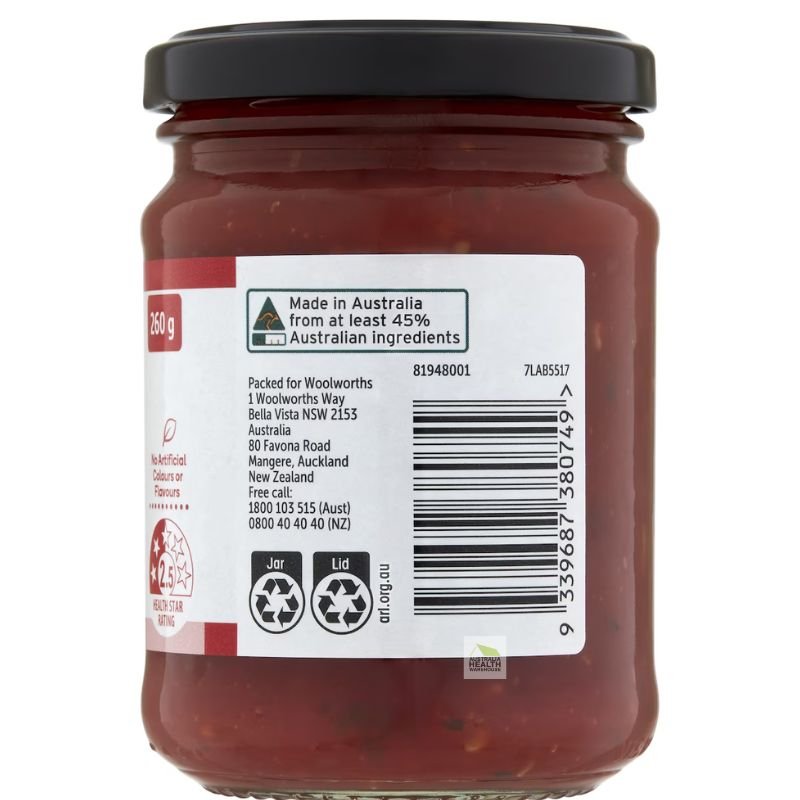 [Expiry Date: 10/08/2027] Woolworths Tomato Relish 260g
