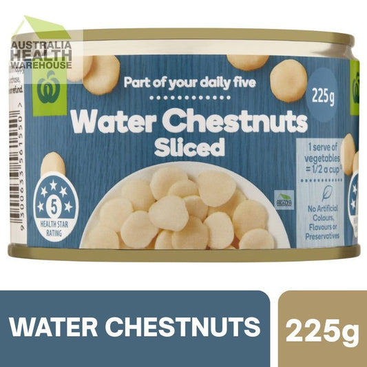 [Expiry Date: 30/04/2027] Woolworths Water Chestnuts Sliced 225g