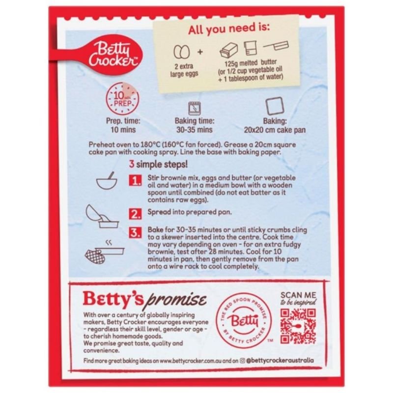 [Expiry Date: 11/06/2027] Betty Crocker Triple Chocolate Brownie Mix 500g