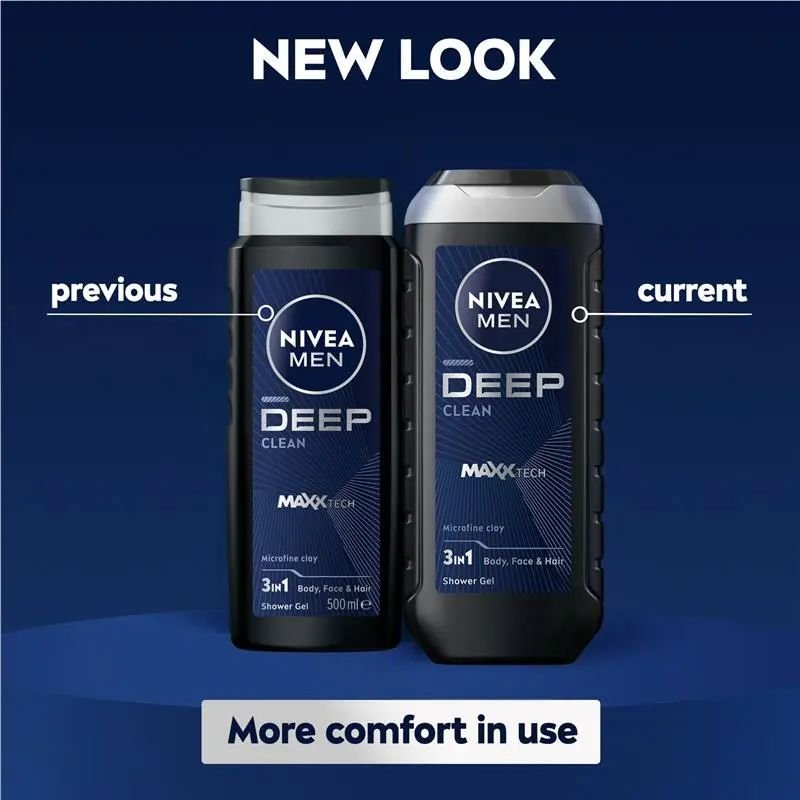 [Expiry: 10/2027] Nivea Men Deep Clean Shower Gel 500mL