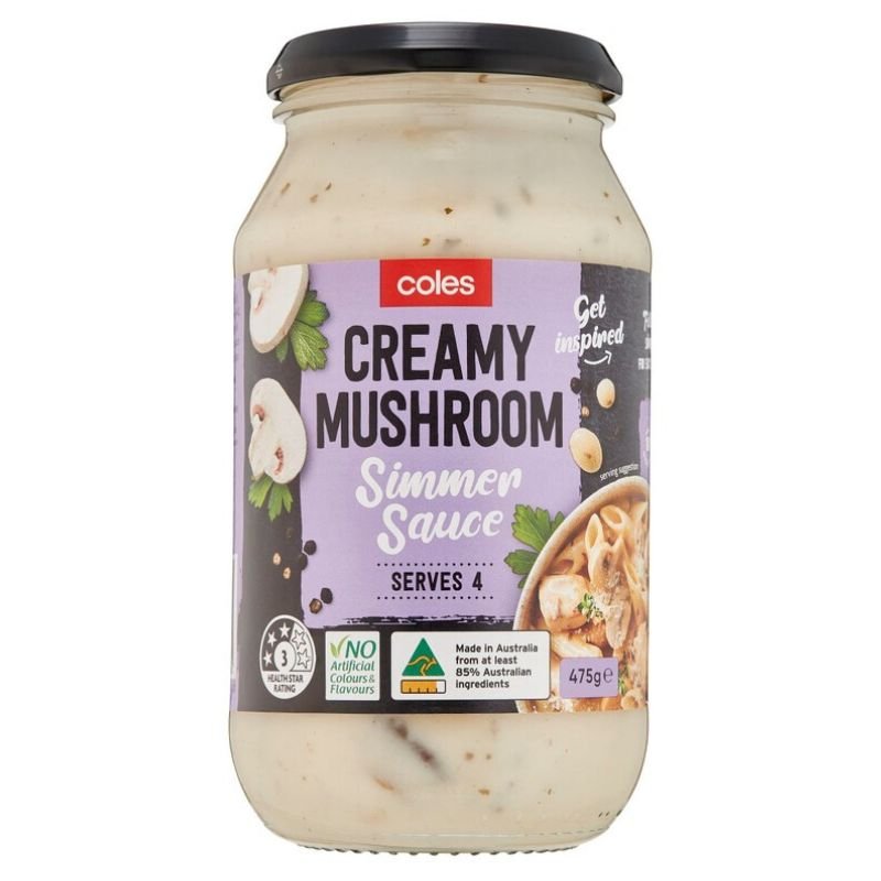 [Expiry: 01/06/2027] Coles Simmer Sauce Creamy Mushroom 475g