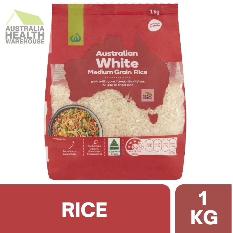 [Expiry Date: 23/09/2027] Woolworths Australian White Medium Grain Rice 1kg