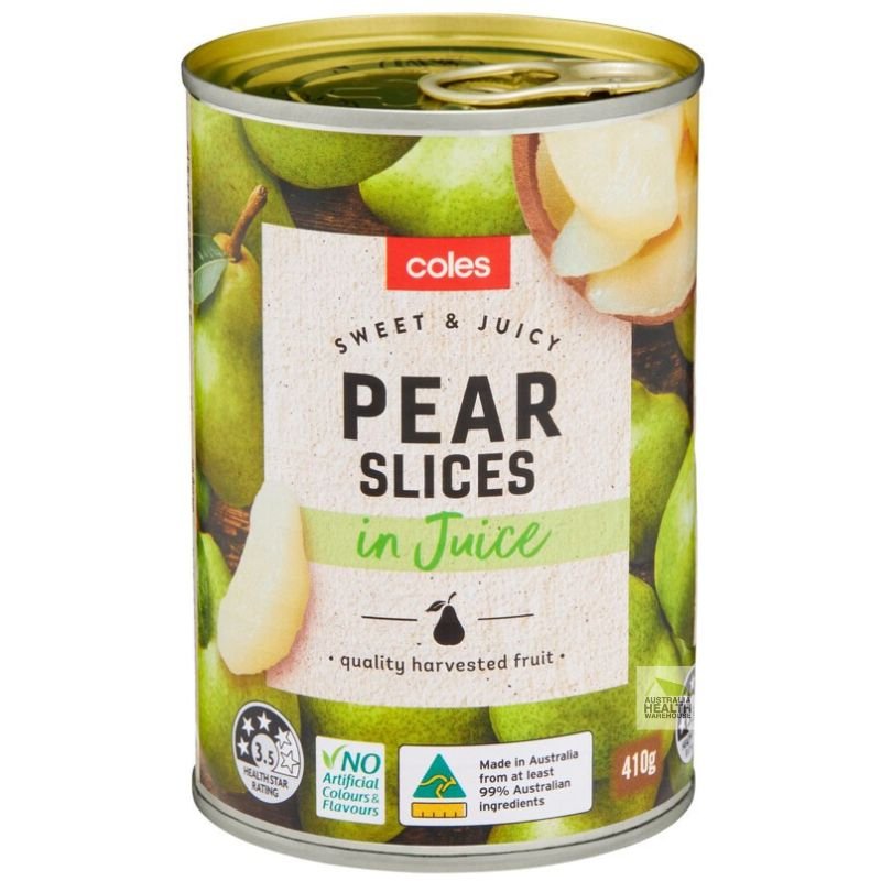 [Expiry Date: 04/2028] Coles Australian Pear Slices in Juice 410g
