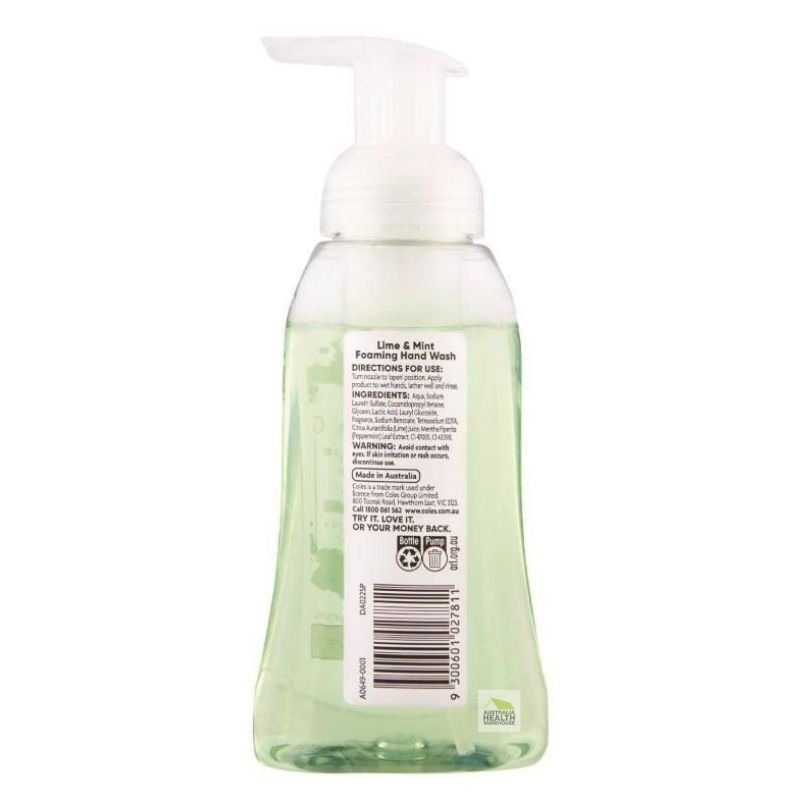 Coles Foaming Hand Wash Lime & Mint Antibacterial 250mL