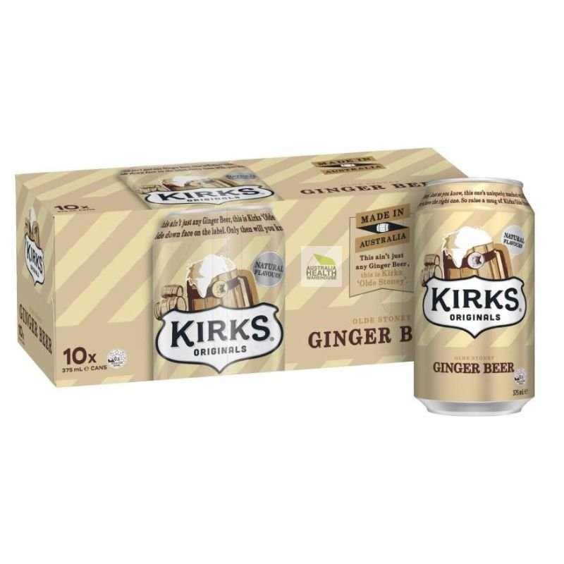 [Expiry: 21/12/2026] Kirks Ginger Beer Soft Drink Cans - 10 x 375mL