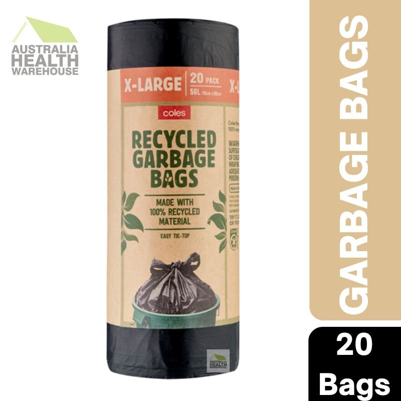 Coles Recycled Garbage Bags with Easy Tie Top 20 Pack