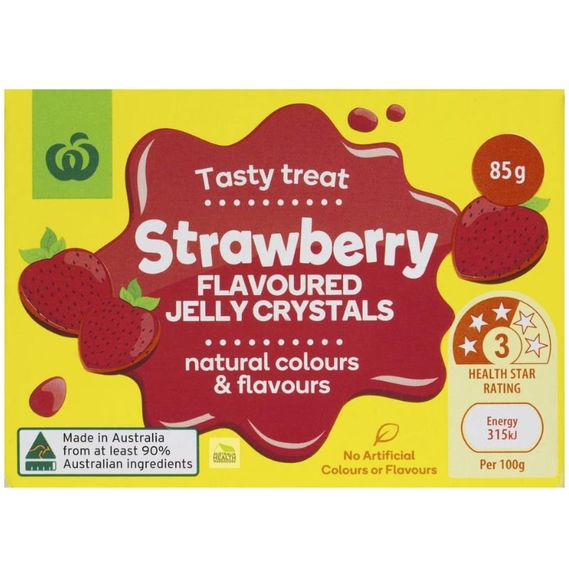 [Expiry Date: 11/11/2026] Woolworths Jelly Strawberry 85g