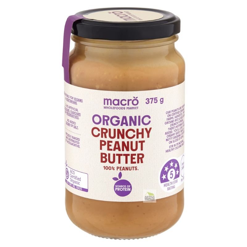 [Expiry: 04/09/2026] Woolworths Macro Organic Crunchy Peanut Butter 375g