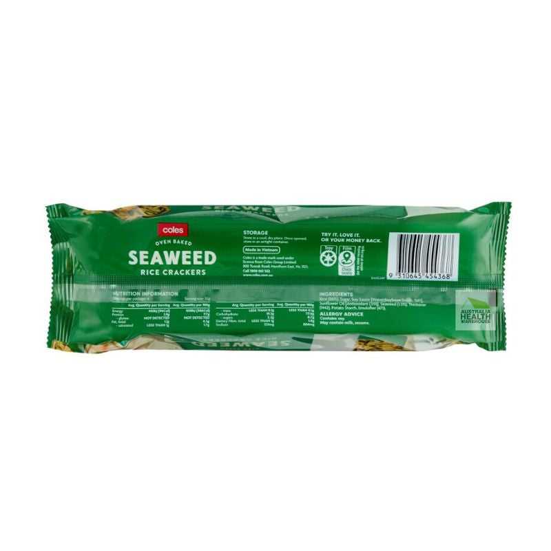 [CLEARANCE Expiry: 17/12/2025] Coles Seaweed Rice Crackers 100g
