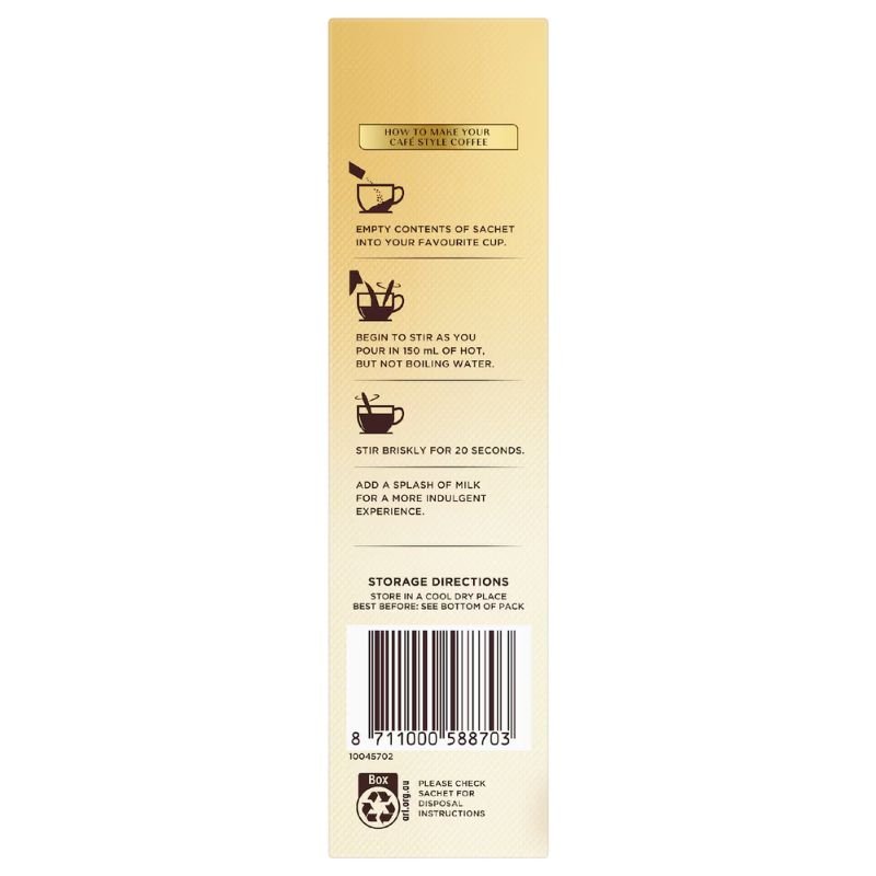 [Expiry Date: 12/07/2027] Moccona 99% Sugar Free Latte Coffee 10 Sachets