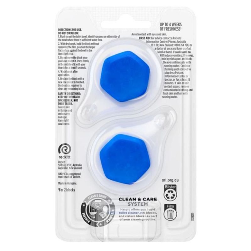Harpic Hygienic & Fresh Sticker Toilet Block Marine 2 Pack
