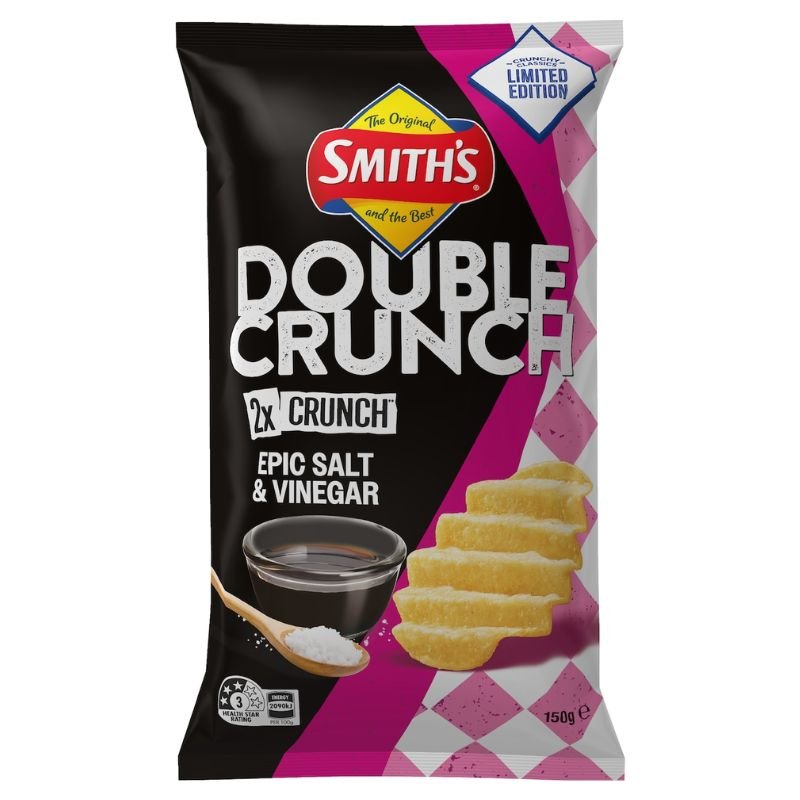 Smith's Double Crunch Epic Salt & Vinegar 150g