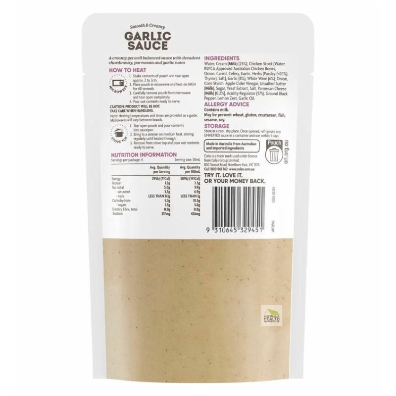 [Expiry Date: 01/12/2026] Coles Premium Garlic Sauce 200mL