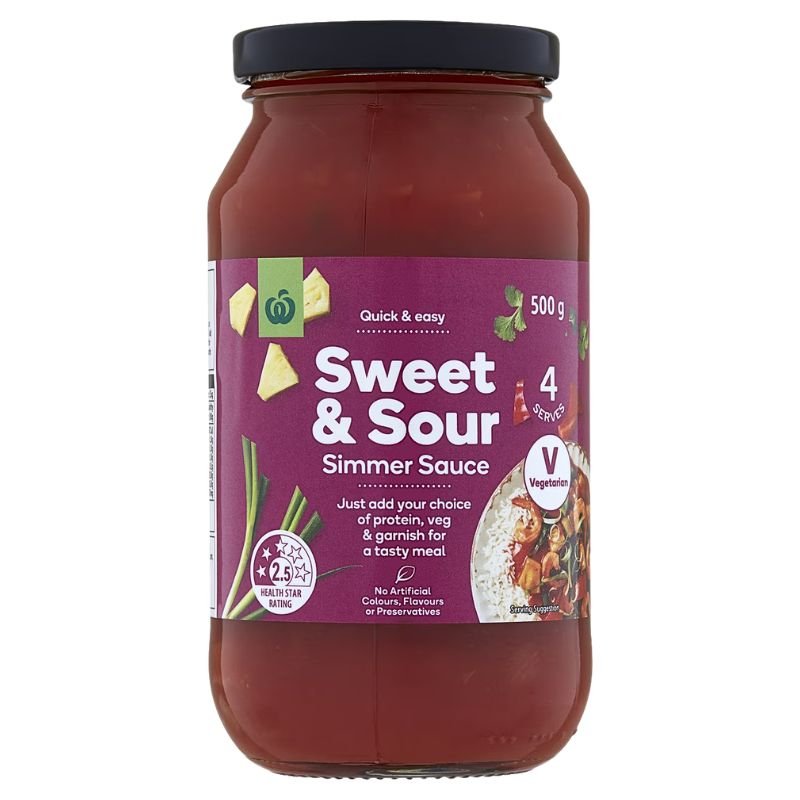 [CLEARANCE Expiry Date: 06/08/2026] Woolworths Sweet & Sour Simmer Sauce 500g