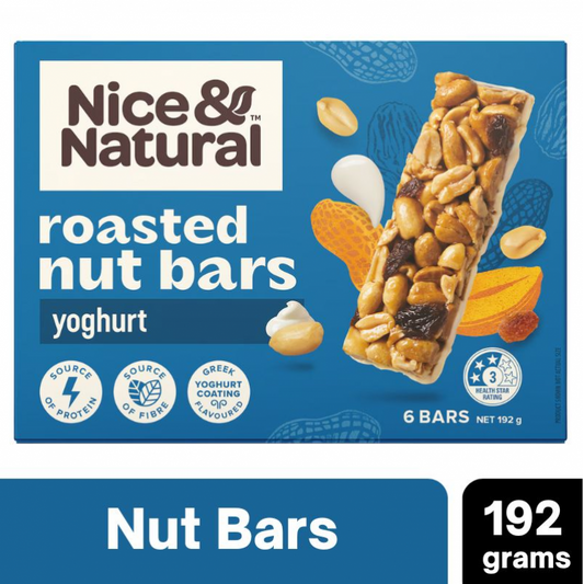 [CLEARANCE Expiry: 05/07/2026] Nice & Natural Roasted Nut Bars Yoghurt 6 Bars 192g