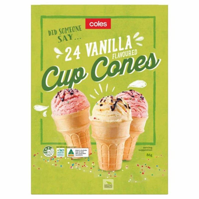 [Expiry Date: 14/01/2027] Coles Ice Cream Cones Vanilla Cups 24 pack
