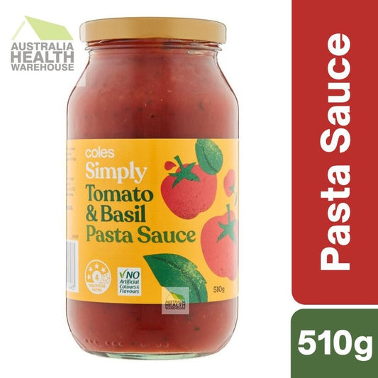 [Expiry: 12/09/2026] Coles Simply Tomato & Basil Pasta Sauce 510g