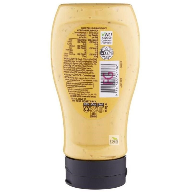 Coles Flame Grilled Burger Sauce 360g