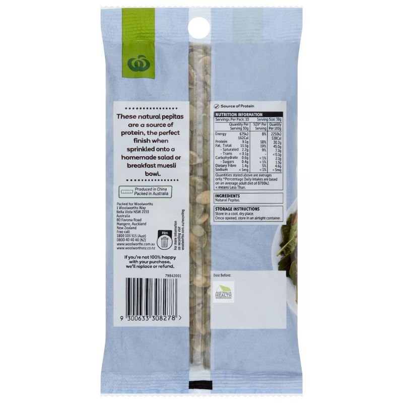 [Expiry Date: 06/11/2026] Woolworths Pepitas 300g
