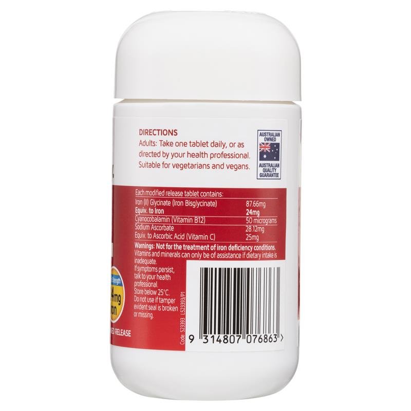 [Expiry: 03/2026] Nature's Way High Strength Iron + Vitamin C & B12 30 Tablets