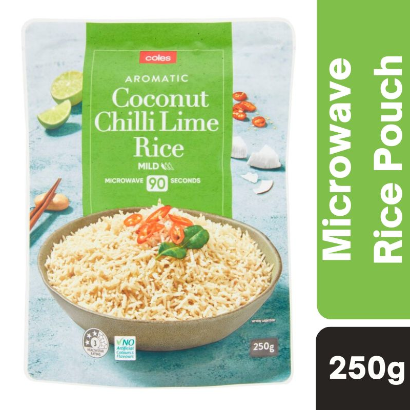 Coles Aromatic Coconut Chilli Lime Microwave Rice 250g