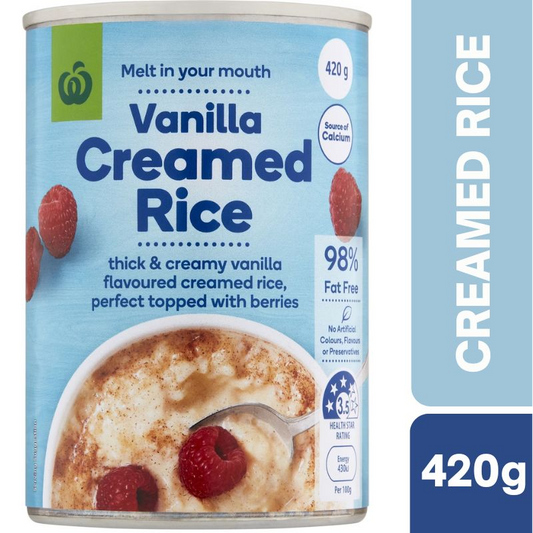 [Expiry Date: 04/2027] Woolworths Vanilla Creamed Rice 420g