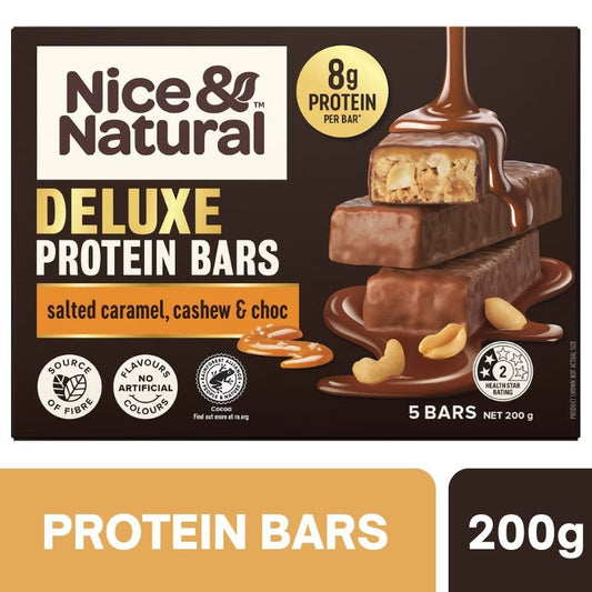 Nice & Natural Deluxe Protein Bar Salted Caramel Cashew & Choc 5 Pack 200g