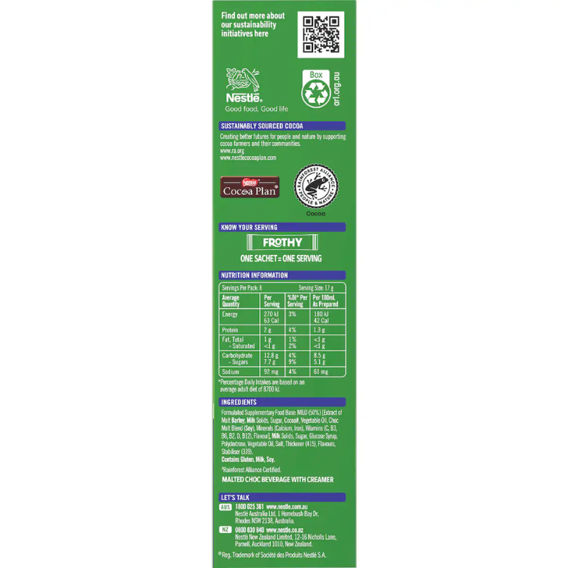 [Expiry Date: 28/02/2027] Milo Frothy Hot Choccy 8 Sachets 136g