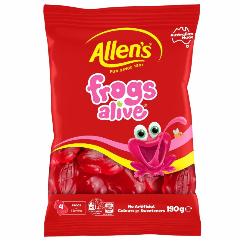 [Expiry: 02/2027] Allen's Frogs Alive Lollies 190g