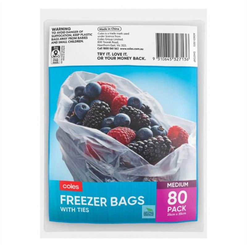 Coles Bags Freezer Medium 80 Pack