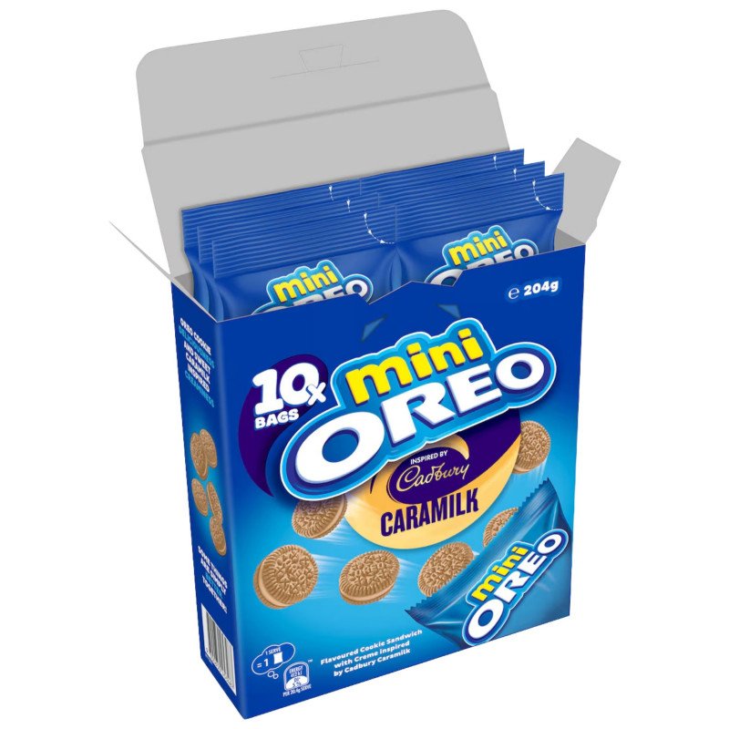[Expiry Date: 23/04/2027] Oreo Mini Cookies Cadbury Caramilk Bags 10 Pack 204g
