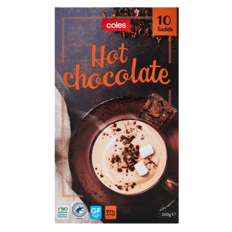 [Expiry Date: 15/07/2027] Coles Hot Chocolate Sachets 10 pack