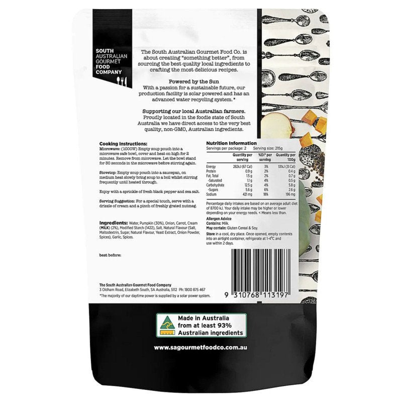 [Expiry Date: 29/01/2028] South Australian Gourmet Food Company Creamy Pumpkin Soup 430g