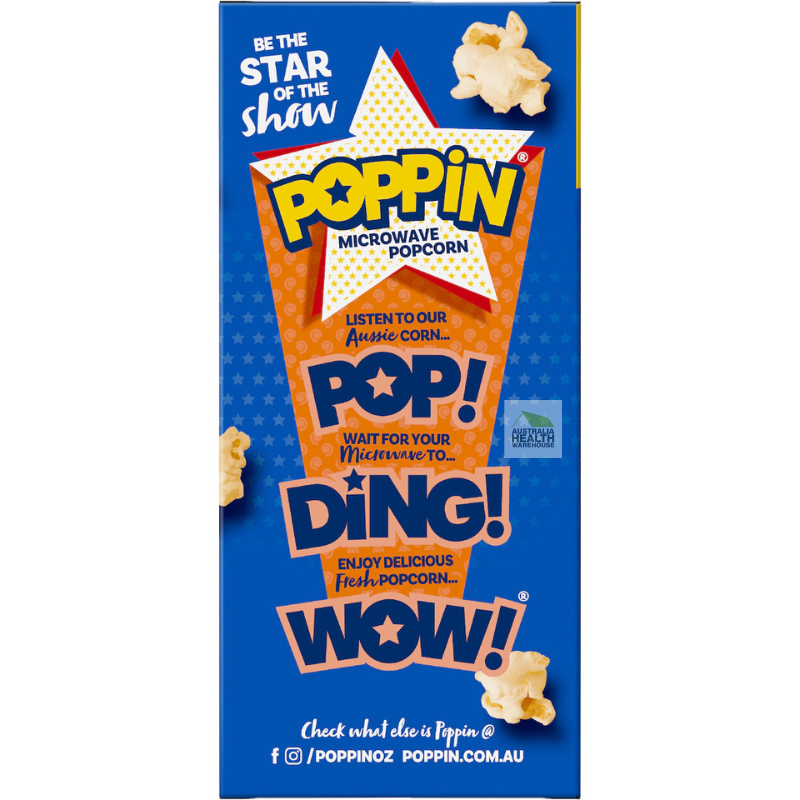 [Expiry: 01/10/2026] Poppin Microwave Popcorn Triple Butter Flavour 4 x 100g