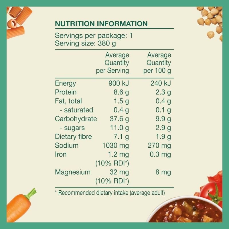 [Expiry Date: 15/12/2026] Heinz Eat Well Soup Pouch Minestrone 380g