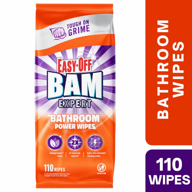 [Expiry: 08/2027] Easy-off Bam Bathroom Power 110 Wipes