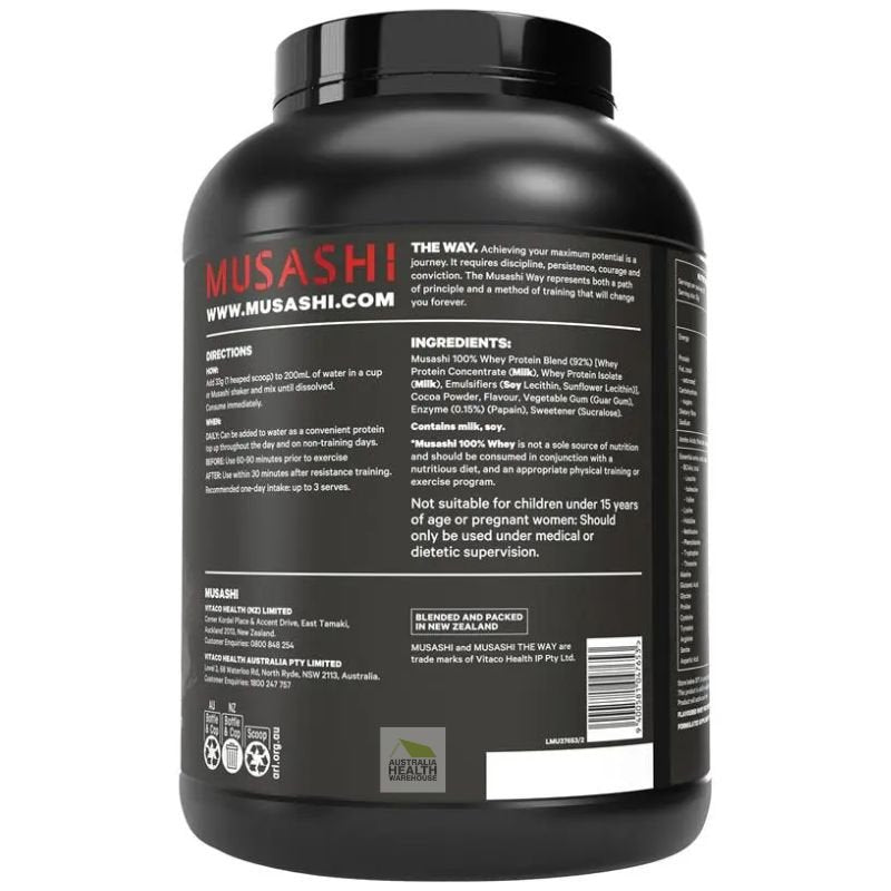 [Expiry: 09/2027] Musashi 100% Whey - Chocolate Milkshake flavour 2kg