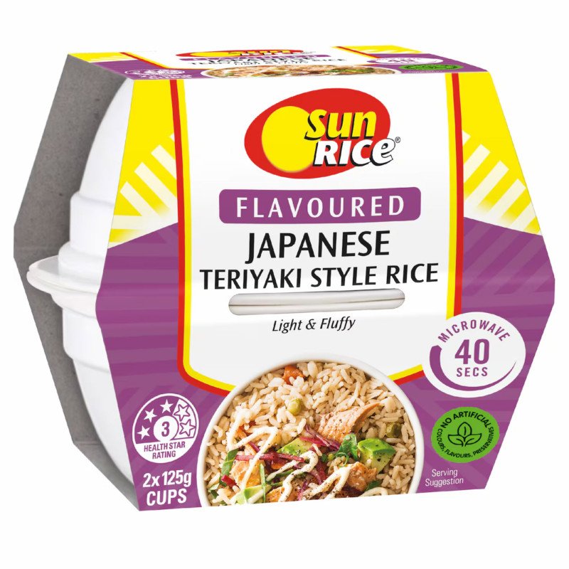 [Expiry Date: 07/10/2026] Sunrice Microwave Flavoured Japanese Teriyaki Style Rice Cups 2 x 125g