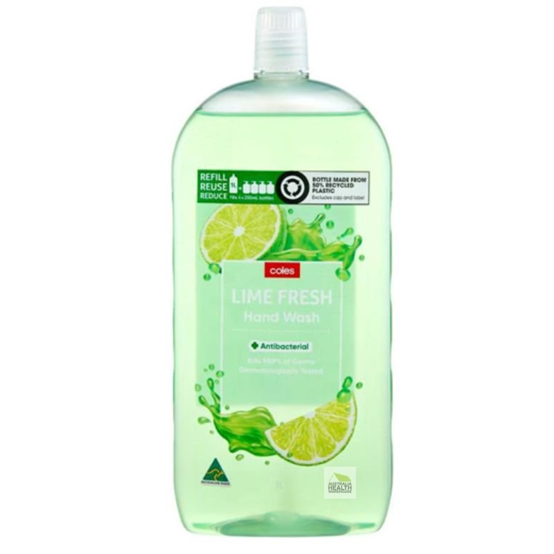 Coles Antibacterial Hand Wash Refill Lime Fresh 1 Litre