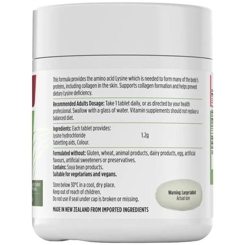 [Expiry Date: 15/08/2028] Nutra-Life Lysine 1200mg 60 Tablets