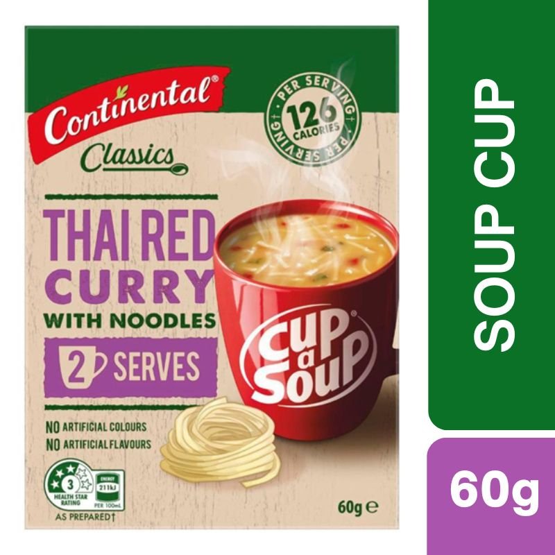 [Expiry: 06/02/2028] Continental Cup A Soup Thai Red Curry with Noodles Serves 2 60g