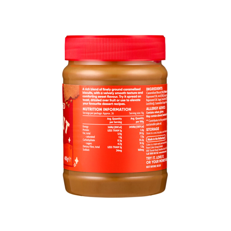 Coles Caramelised Biscuit Smooth Spread 400g