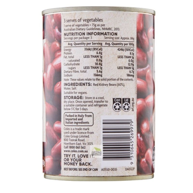 [Expiry: 13/05/2028]  Coles Red Kidney Beans 420g