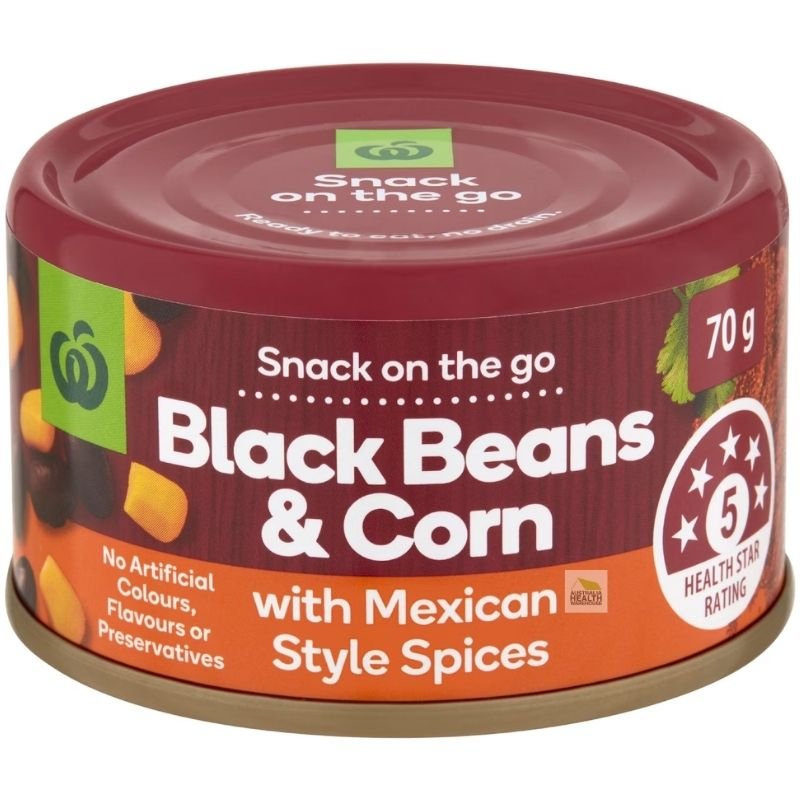 [Expiry Date: 30/04/2027] Woolworths Black Beans & Corn with Mexican Style Spices 70g