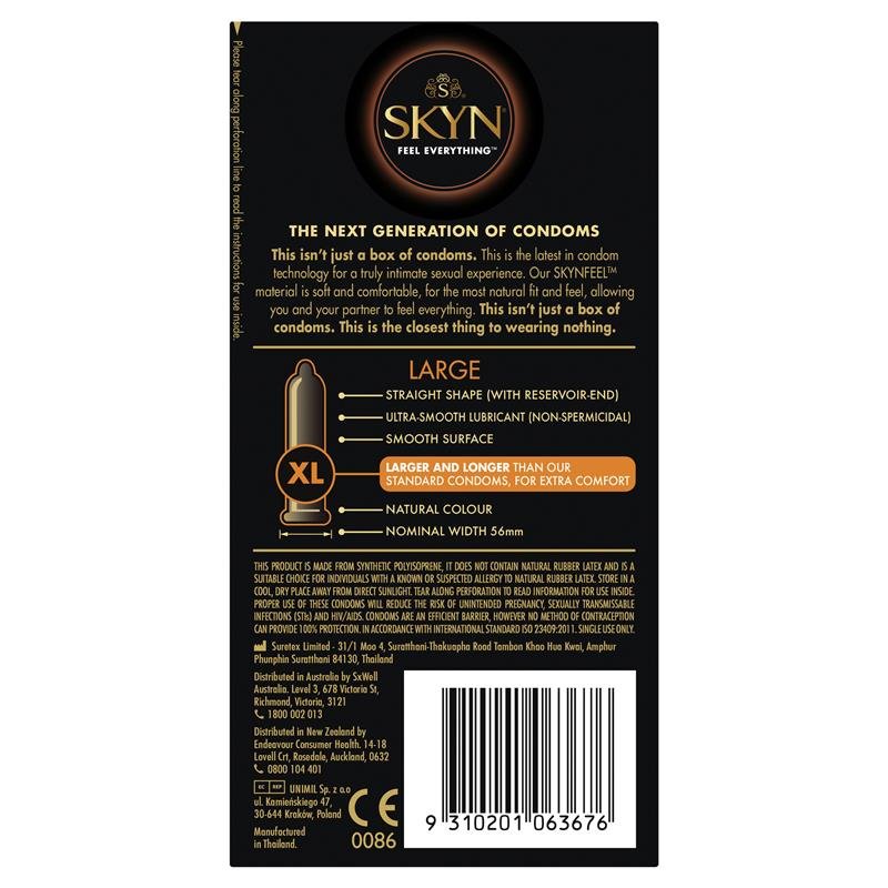 [Expiry: 10/2028] SKYN Large Condoms 10 Pack